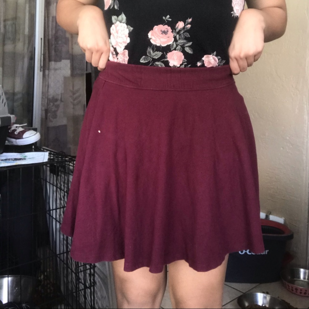 burgundy skirt